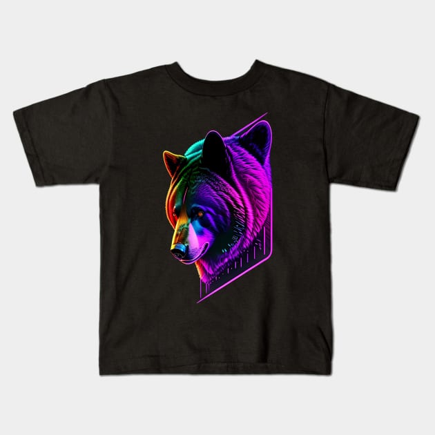 neon bear Kids T-Shirt by Bertoni_Lee